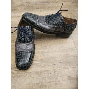 Fuel Crocodile Look Gray Leather Dress Shoes Loafers Men's Size 10.5